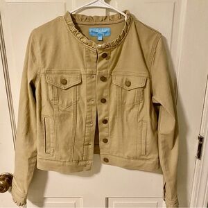 Draper James Beige Ruffle Collar Jacket Size Medium